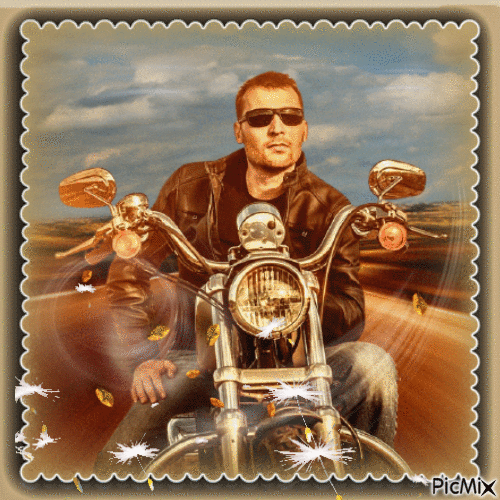 Biker on the road - Free animated GIF