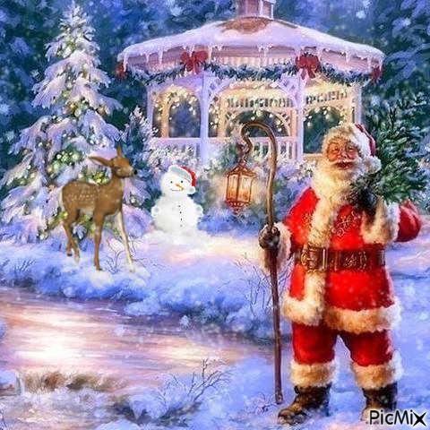 Santa and Christmas Gazebo - gratis png