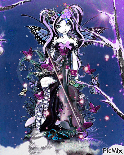 Winter Gothic Art Purple./Fairy. - Free animated GIF