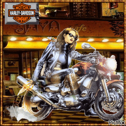 Motorcycle Girl - Free animated GIF