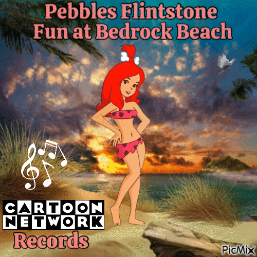 Pebbles Flintstone Fun at Bedrock Beach album cover v2 - Free animated GIF