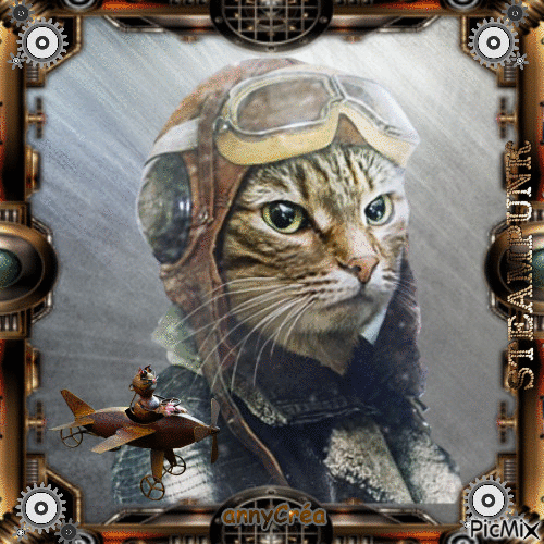 Steampunk cat - Free animated GIF