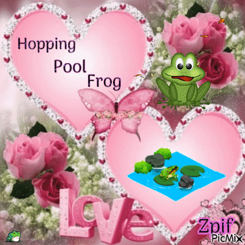 Hopping Pool frog - Free animated GIF