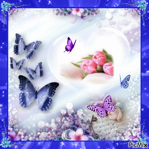 papillon fleur - GIF animado grátis