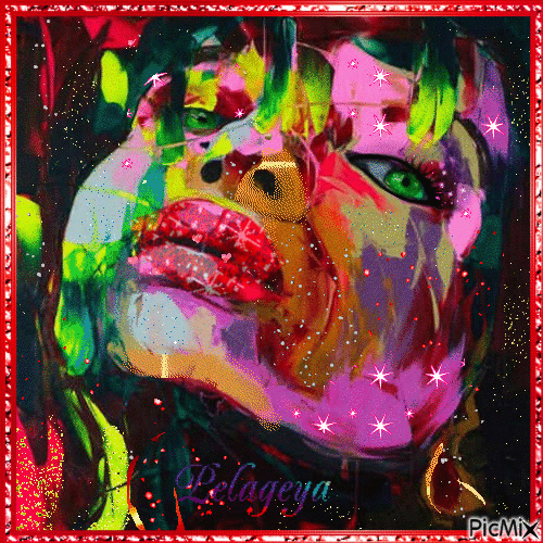 🍀🍀🍀Modern multicolored portrait - Gratis geanimeerde GIF
