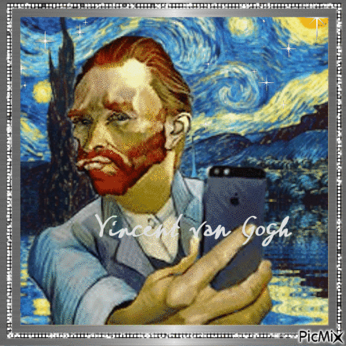 Lluvia estelar con Van Gogh - Бесплатный анимированный гифка