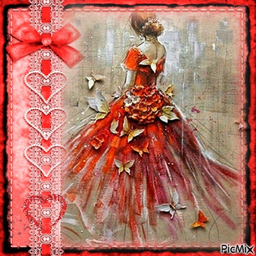 lovely dress painting - PNG gratuit
