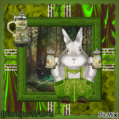 {Little Lederhosen Rabbit in the Forest} - GIF animé gratuit