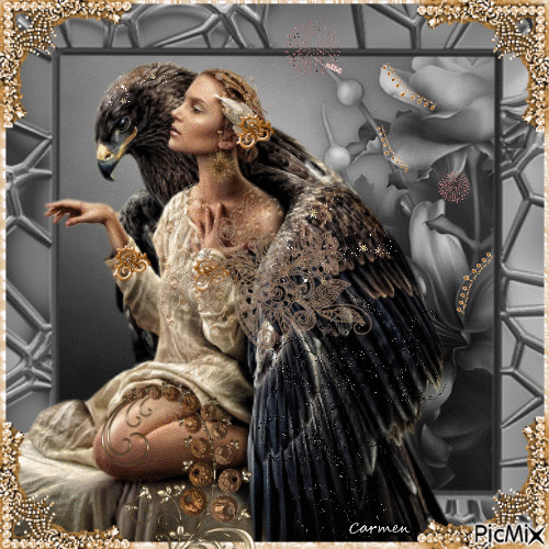 La femme et l'aigle - Δωρεάν κινούμενο GIF