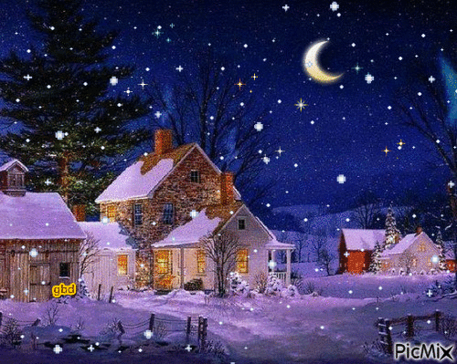 Peaceful Snowy Night - Ingyenes animált GIF