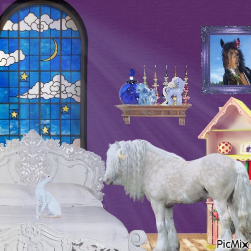 horses whimsical bedroom - Free PNG