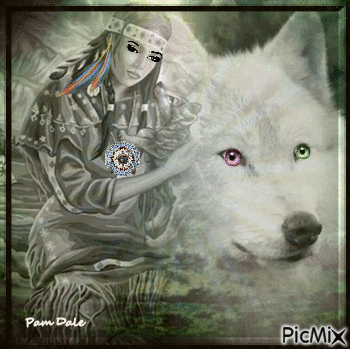 Princess with Wolf - 免费动画 GIF
