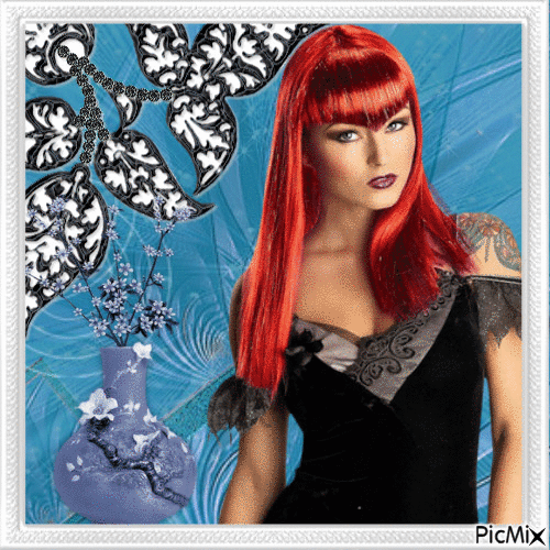 Femme aux cheveux rouges - Free animated GIF