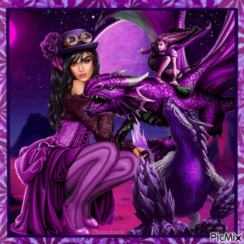 Femme et dragon fantasy. - png gratis