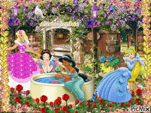 Princess Disney in Garden By Alina Sophie - Бесплатный анимированный гифка