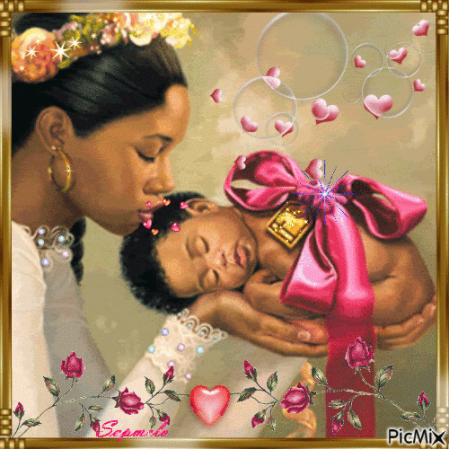 Bebe e mamãe - GIF animé gratuit