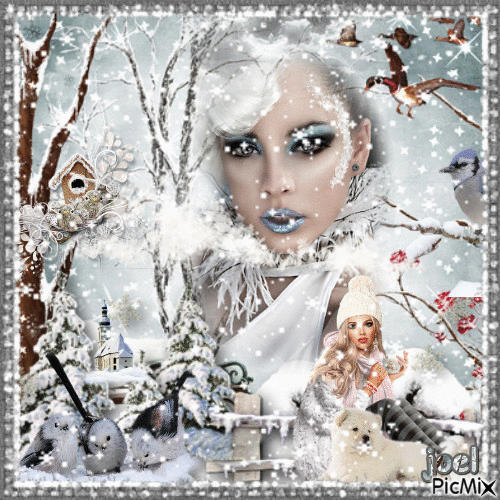 un hiver en neiger - Бесплатный анимированный гифка