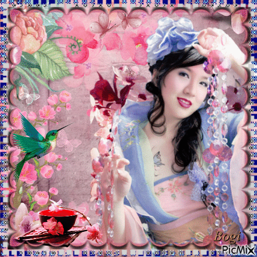 Pink creation in oriental style... - Free animated GIF