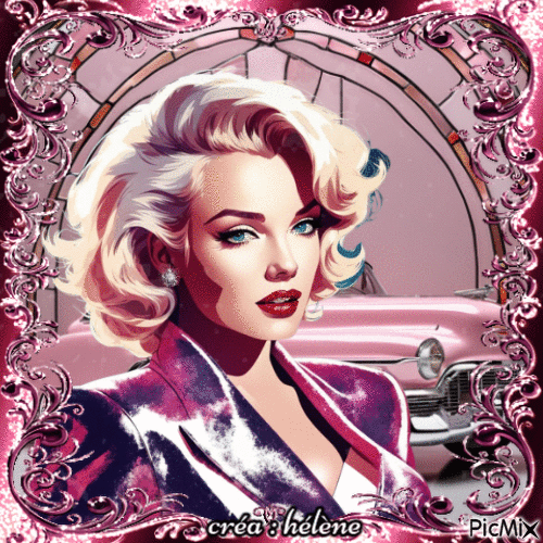 Marilyn en rose - GIF animé gratuit