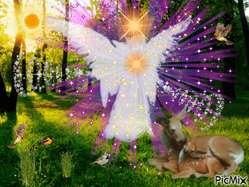 Guardian Angel in the forest - Free animated GIF