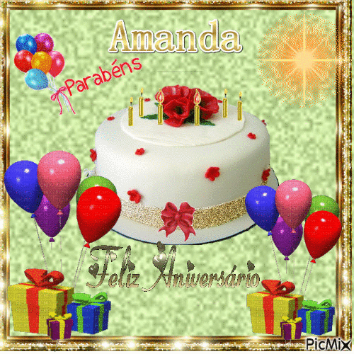 Aniversário Amanda - GIF animé gratuit