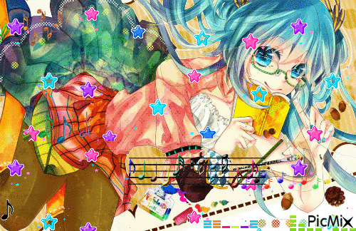 Miku Hatsune musique - Bezmaksas animēts GIF