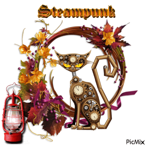 Steampunk Cat - Бесплатни анимирани ГИФ