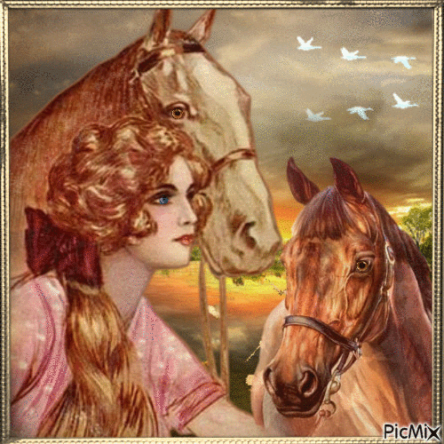 At ve Kadın - 無料のアニメーション GIF