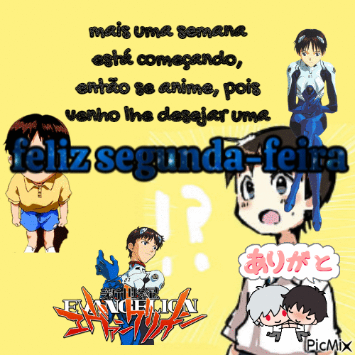 Shinji te deseja uma feliz segunda feira - Безплатен анимиран GIF