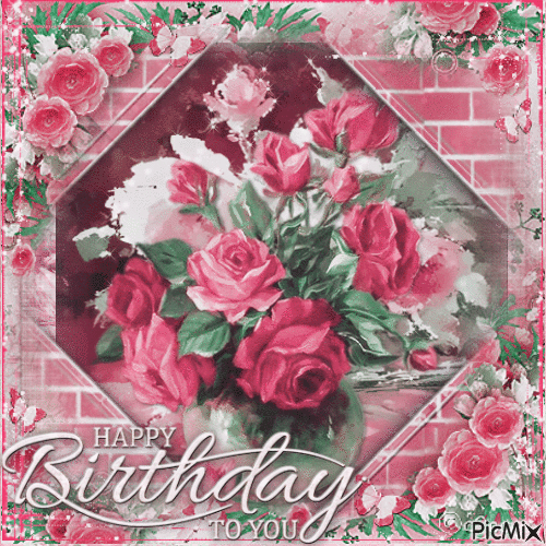 Flowers - Happy Birthday - Gratis geanimeerde GIF
