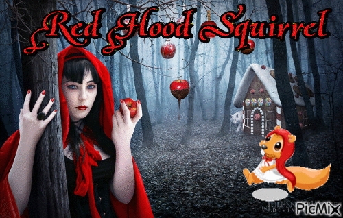 Red Hood Squirrel - GIF animé gratuit