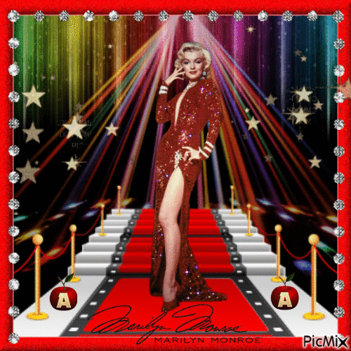 Marilyn Monroe on the red carpet. - Free animated GIF