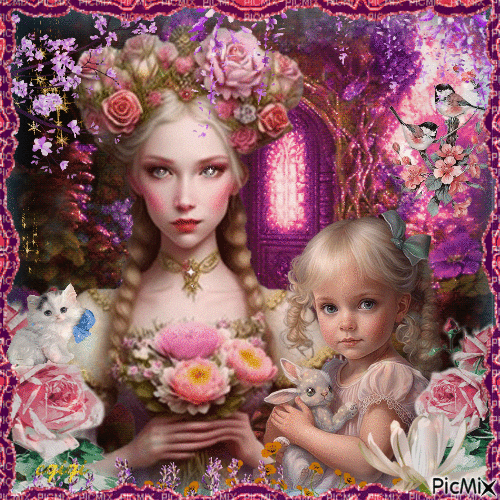 fantasy art...Mère et fille.. - GIF animé gratuit