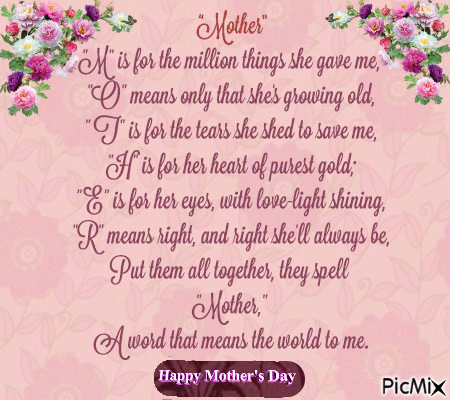 Mother's Day poem - Ilmainen animoitu GIF