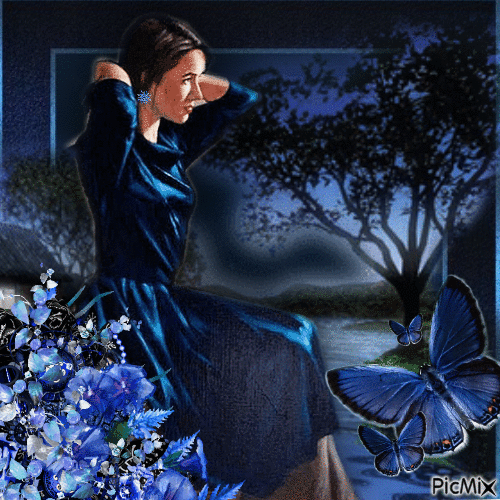 Dame in blauer Farbe - Animovaný GIF zadarmo