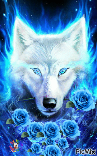wolf of rose male - Free animated GIF