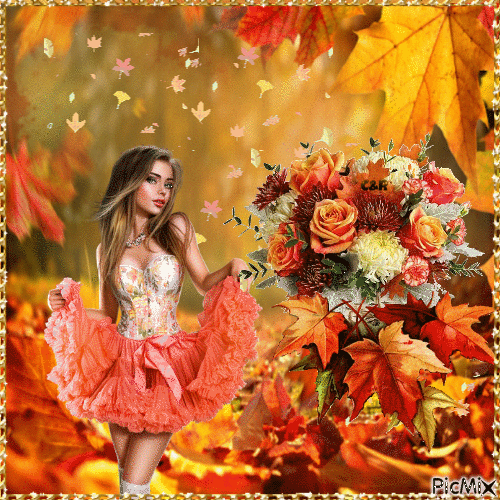 Je vais ramasser un bouquet d'automne - Gratis animeret GIF