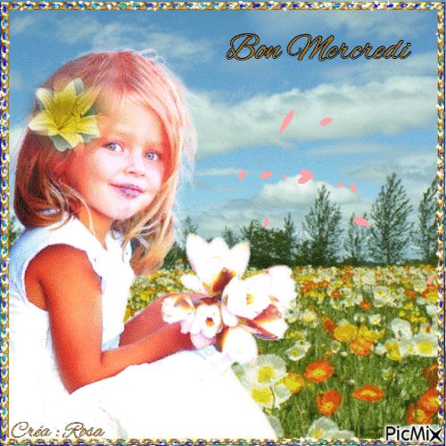 Concours : Petite-fille avec des fleurs - GIF animé gratuit