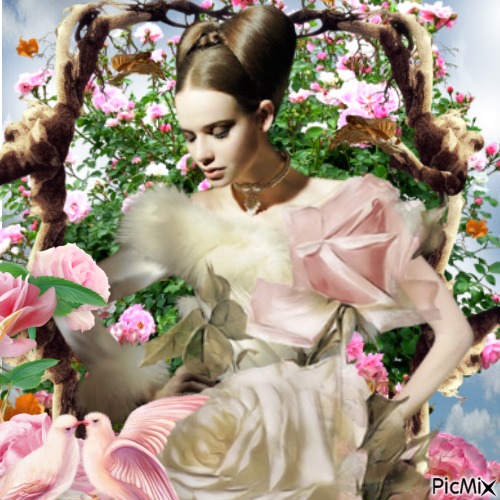 Woman With Roses - gratis png