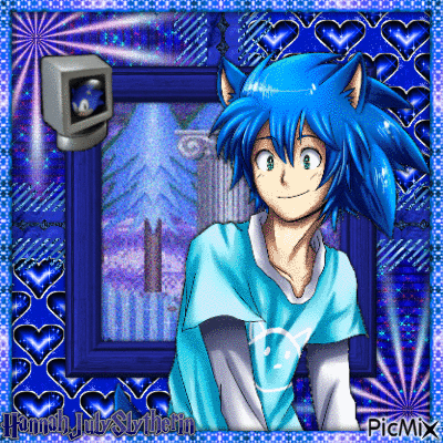 [Sonic the Hedgehog Blue Anime] - Darmowy animowany GIF
