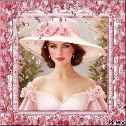 woman with flower hat - nemokama png