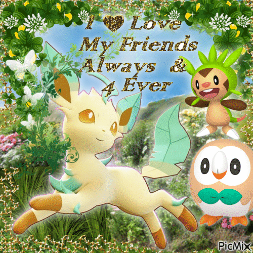 grass pokemon i love my friends always and forever! - GIF animé gratuit