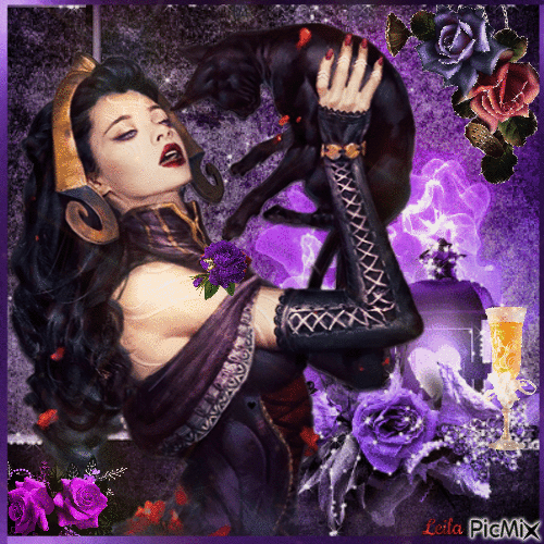 Gothic woman. Purple - Бесплатный анимированный гифка