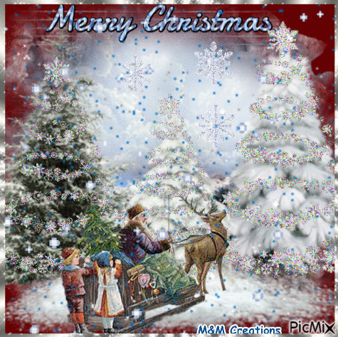 Christmas sleigh ride - Бесплатный анимированный гифка