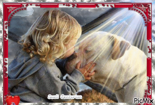 A menina e o cão - Безплатен анимиран GIF