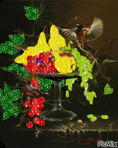 Грушево-виноградный натюрморт - Бесплатный анимированный гифка