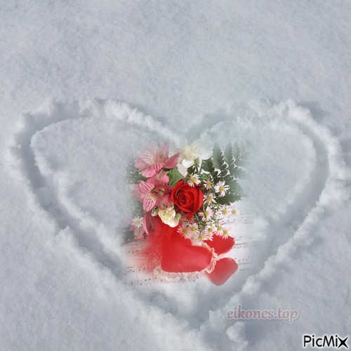 Καρδιά στο χιόνι - png ฟรี