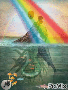 Amor bajo el arcoiris - GIF animado grátis