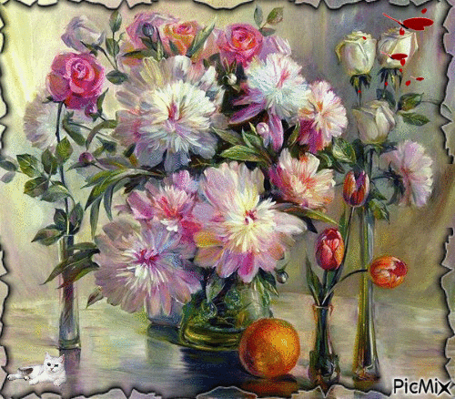 Tableau avec des fleurs - Δωρεάν κινούμενο GIF