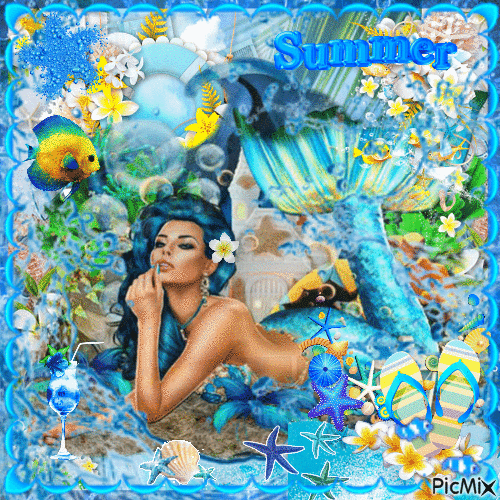 Tropical Summer Mermaid - Gratis geanimeerde GIF